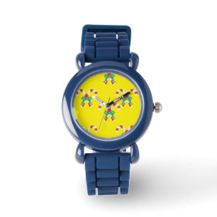 Candy canes and ribbon watch