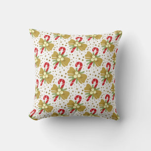 Candy Canes and Ribbons Christmas Patterned Cushion