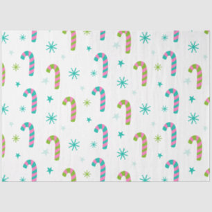 Candy Canes and Snowflakes White Christmas Tissue Paper