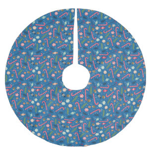 Candy Canes and Wrapped Christmas Candy Brushed Polyester Tree Skirt