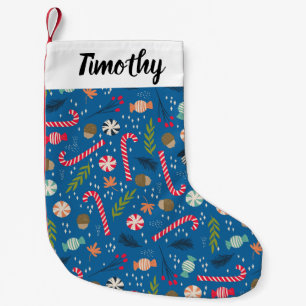 Candy Canes and Wrapped Christmas Candy Small Christmas Stocking