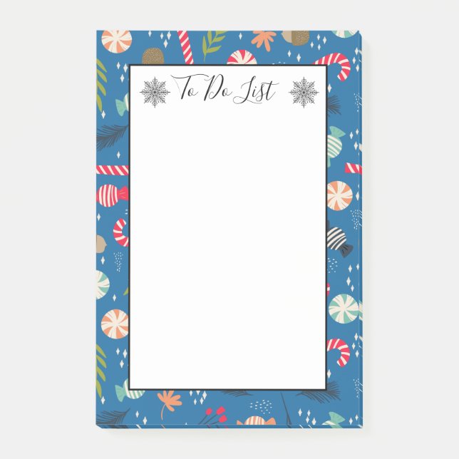 Candy Canes and Wrapped Christmas Candy To Do List Post-it Notes (Front)