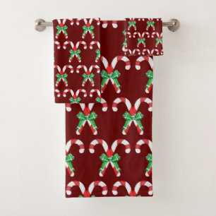 Candy Canes Bath Towel Set
