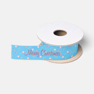 Candy Canes & Bon Bons Merry Christmas Satin Ribbon