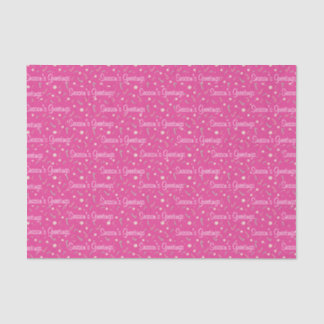 Candy Canes & Bon Bons Season's Greetings on Pink Tissue Paper