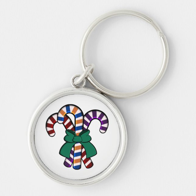 Candy Canes bouquet - green ribbon  Key Ring (Front)