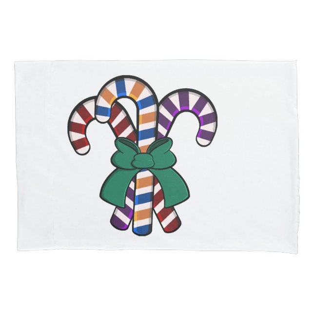 Candy Canes bouquet - green ribbon  Pillowcase (Front)