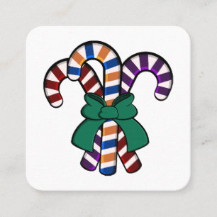 Candy Canes bouquet - green ribbon  Square Business Card