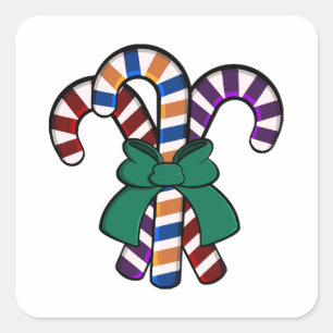 Candy Canes bouquet - green ribbon  Square Sticker