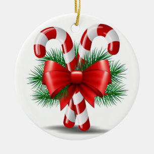 Candy Canes Ceramic Tree Decoration