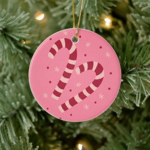 Candy canes ceramic tree decoration