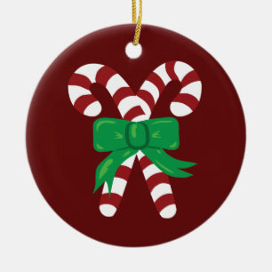 Candy Canes Ceramic Tree Decoration