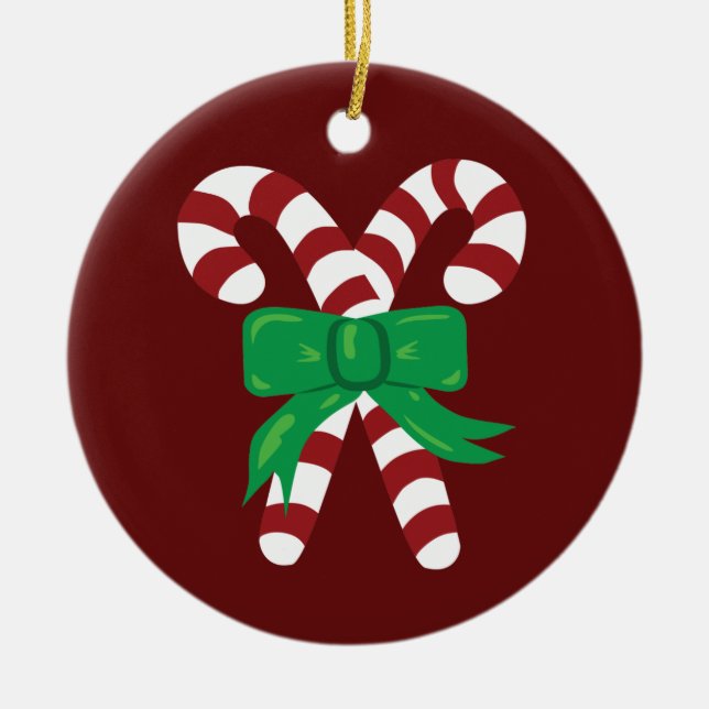 Candy Canes Ceramic Tree Decoration (Front)