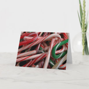 Candy Canes Christmas Holiday White Green and Red Card