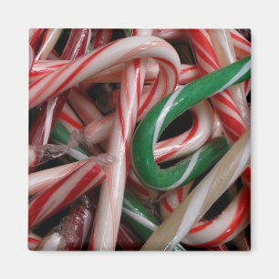 Candy Canes Christmas Holiday White Green and Red Magnet
