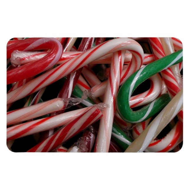 Candy Canes Christmas Holiday White Green and Red Magnet (Horizontal)