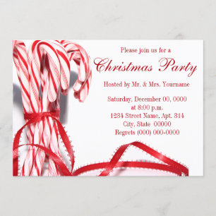 Candy Canes Christmas Party Invitations