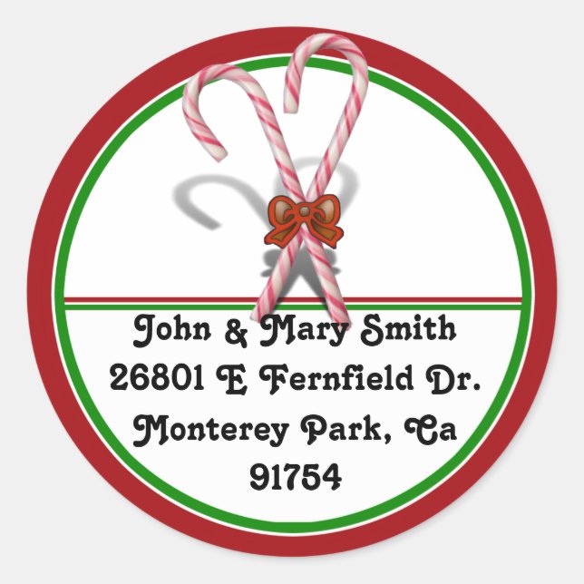 Candy Canes Classic Round Sticker (Front)