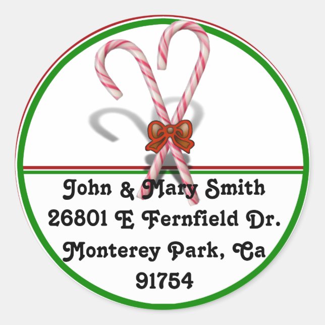 Candy Canes Classic Round Sticker (Front)