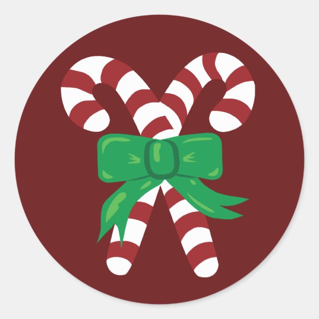 Candy Canes Classic Round Sticker (Front)