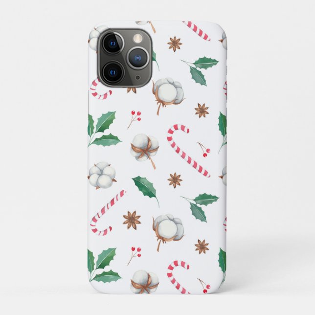 Candy Canes Cotton Holly Leaves Christmas Case-Mate iPhone Case (Back)