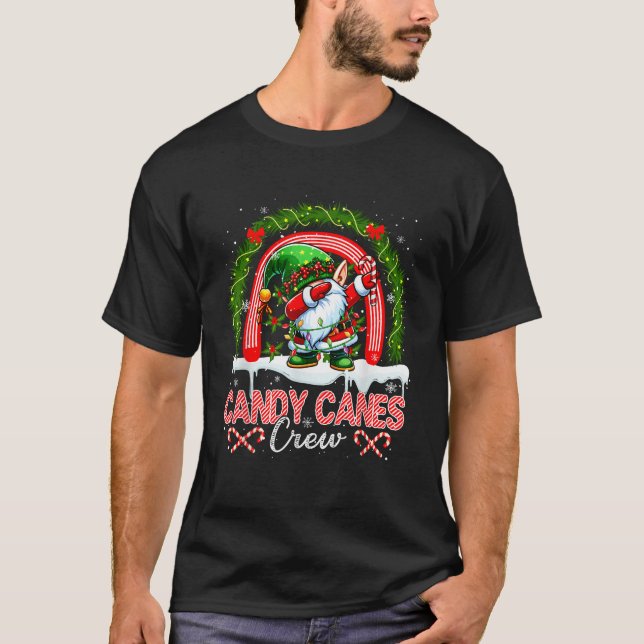 Candy Canes Crew Rainbow Dabbing Gnome Xmas Kids T T-Shirt (Front)