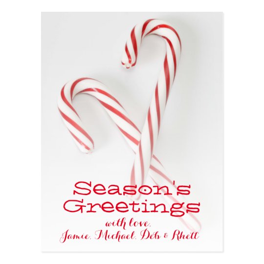 Candy canes crossing postcard