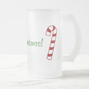 Candy Canes Frosted Glass Beer Mug