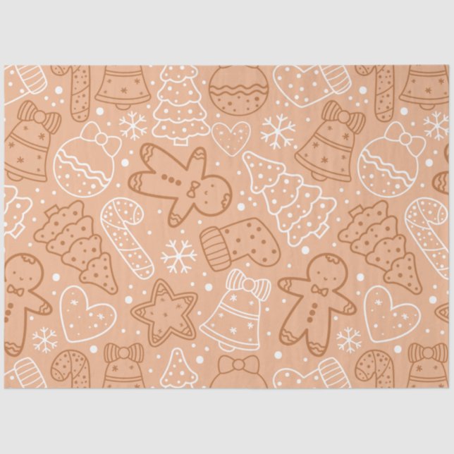 Candy Canes Gingerbread Men Stars Christmas Tissue Paper (Front)
