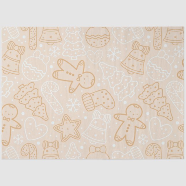 Candy Canes Gingerbread Men Stars Christmas Tissue Paper (Front)