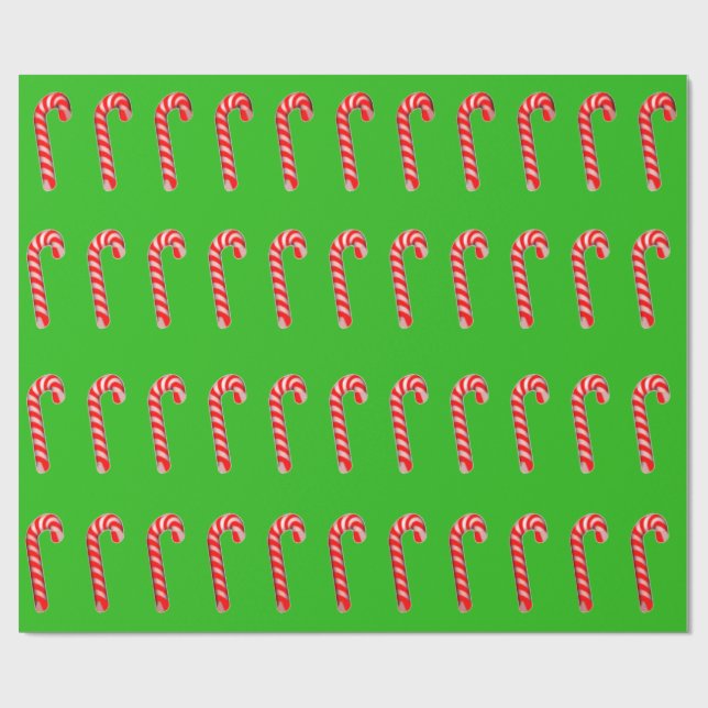 Candy Canes Glossy Wrapping Paper (Flat)