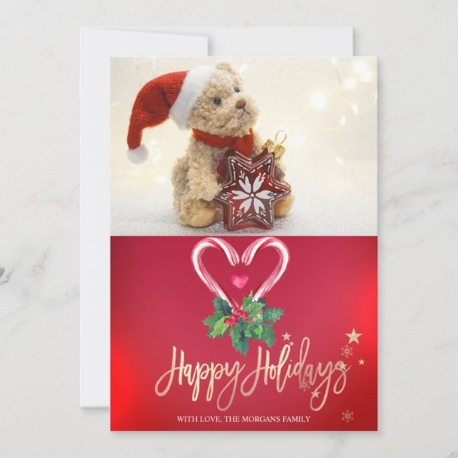 Candy Canes Holly Berry, Photo Merry Christmas (Front)