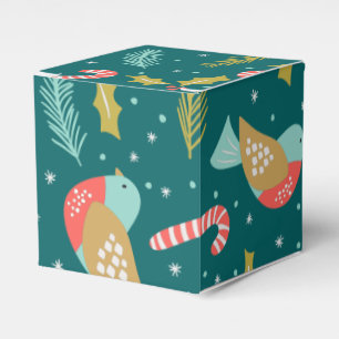 Candy Canes Holly Pine Boughs Birds Favour Box