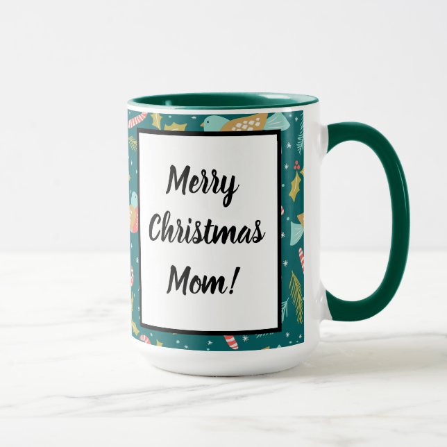 Candy Canes Holly Pine Boughs Birds Mug (Right)