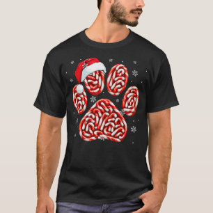 Candy Canes In Dog Paw Xmas Dog Cat Owner Family K T-Shirt
