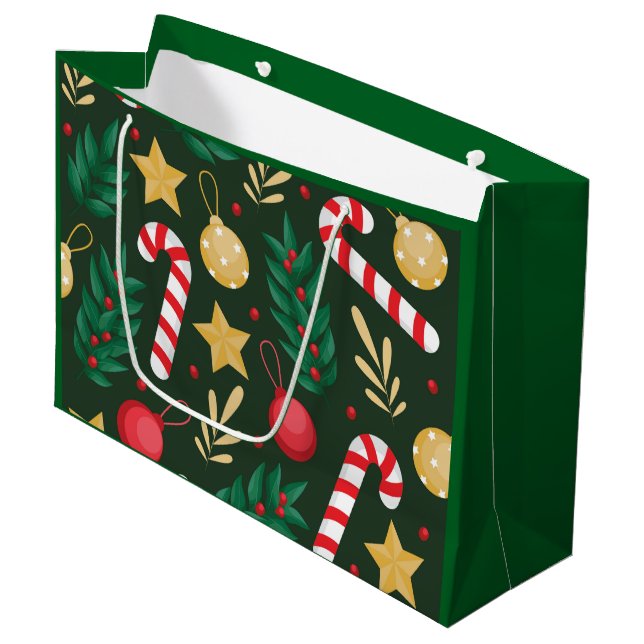 Candy Canes Large Gift Bag (Front Angled)