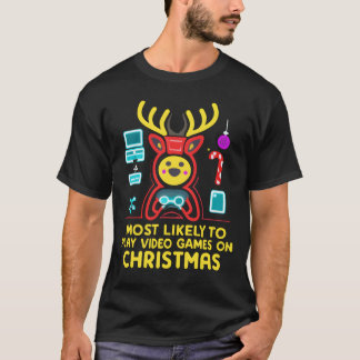 Candy Canes Most Likelyo Play Video Games On girl T-Shirt