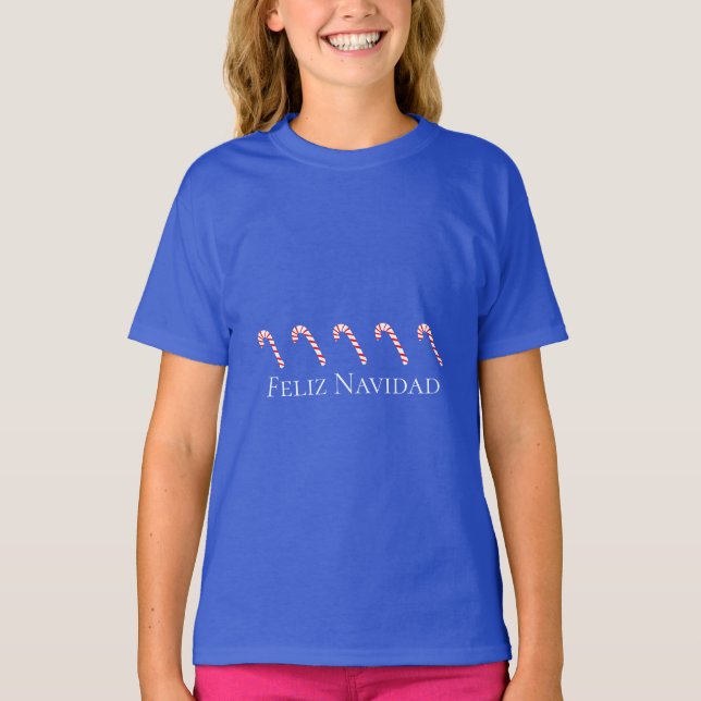 Candy Canes on a Feliz Navidad  T-Shirt (Front)
