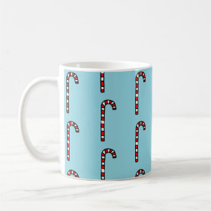 Candy Canes on Blue Background Coffee Mug