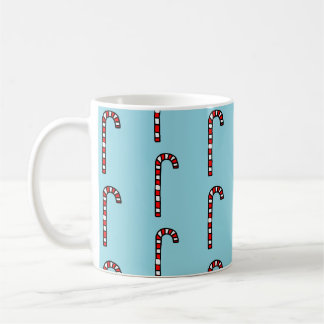 Candy Canes on Blue Background Coffee Mug