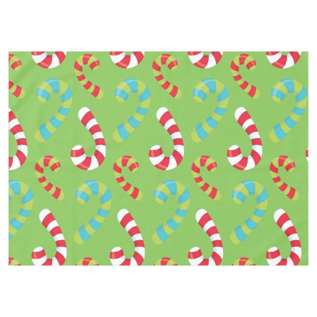 Candy Canes on Green Holiday Tablecloth (Front (Horizontal))