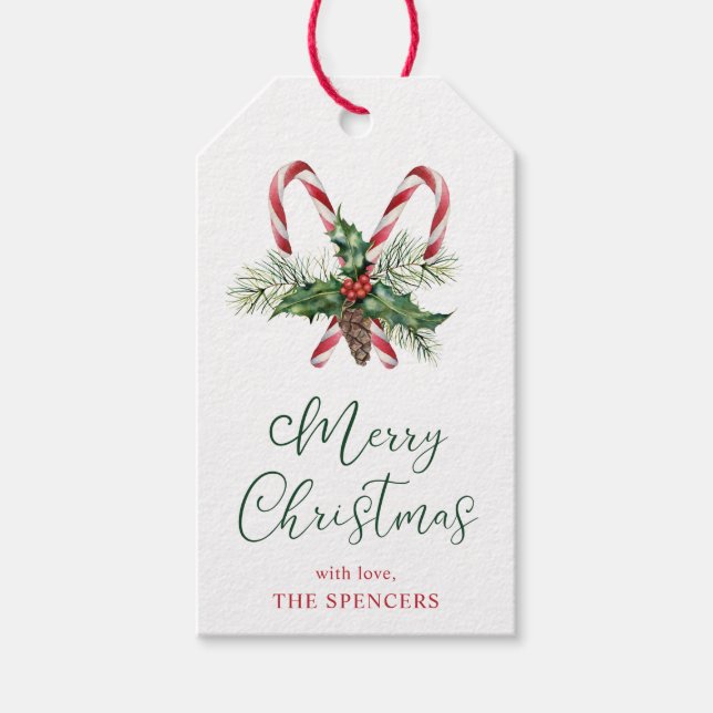 Candy Canes Personalised Christmas Gift Tags (Front)