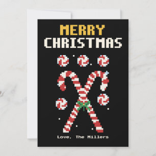 Candy Canes Pixel Art Christmas Card