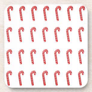 Candy Canes Plastic, Set of 6, Beverage Coasters
