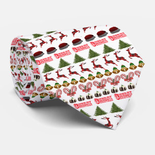 Candy Canes, Puddings And Christmas Trees Pattern, Tie