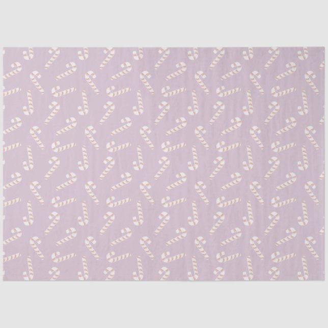 Candy Canes Purple Christmas Tissue Paper (Front)
