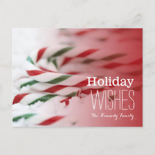 Candy canes red and green holiday postcard