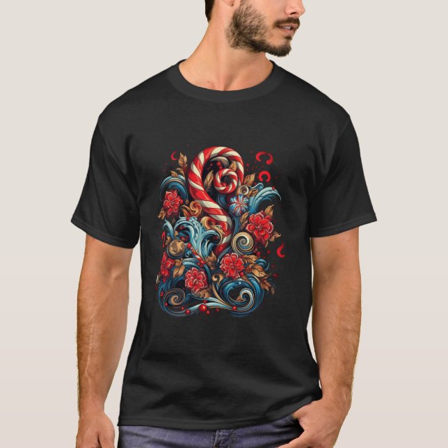 candy canes Red and white Christmas Idea Creative  T-Shirt (Front)