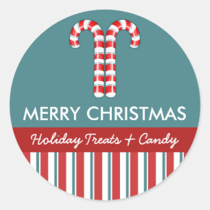 Candy Canes red Candy Gift Jar Round Label