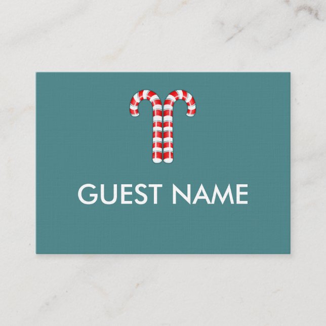 Candy Canes red Dinner Place Card (Front)